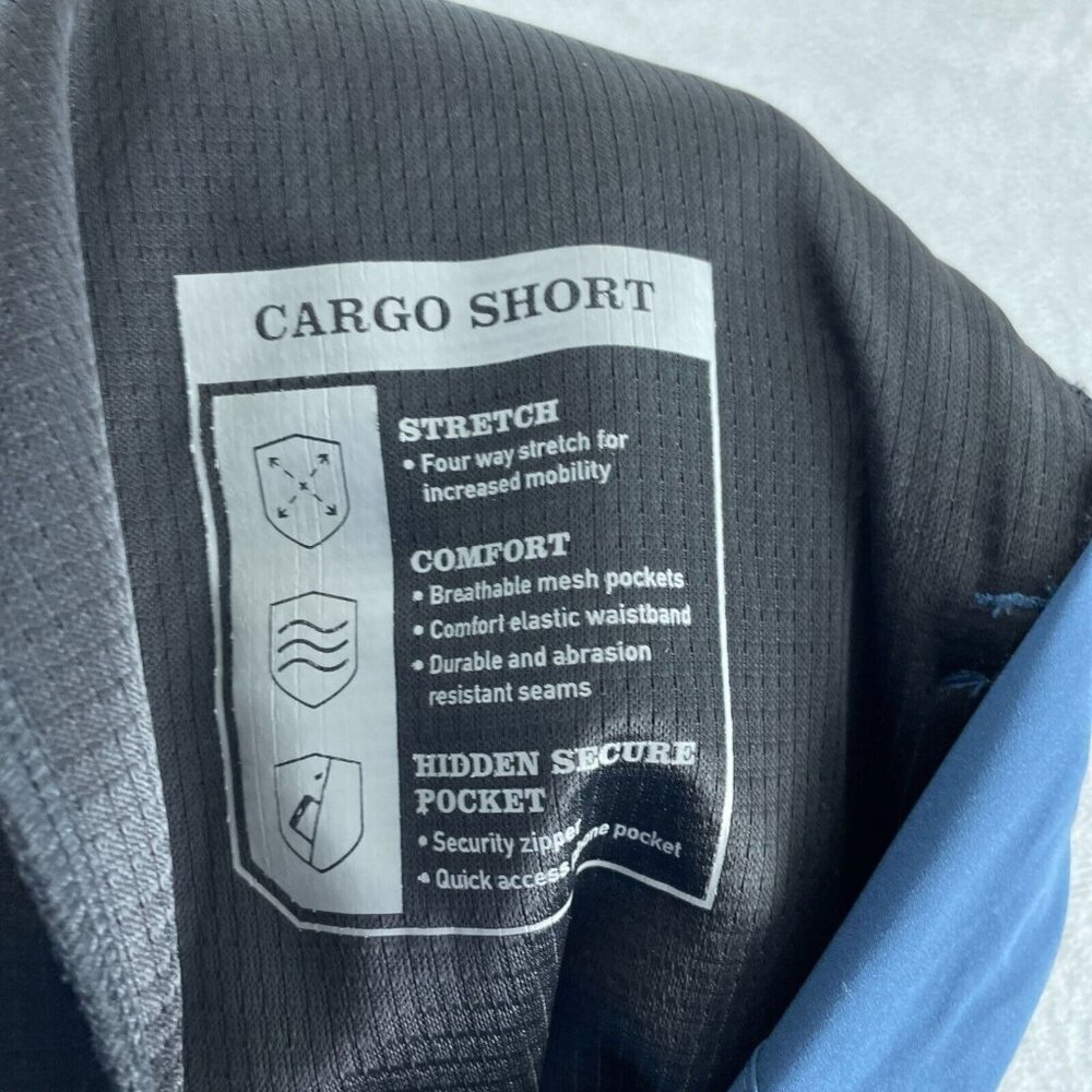 Orvis Mens Cargo Shorts With Built-In Belt Size 32 Blue Stretch Polyester 3925 - Picture 3 of 10